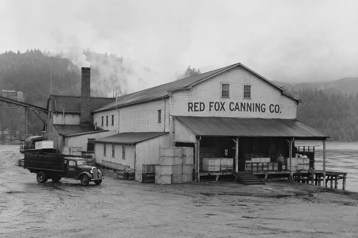 Red Fox Canning Co. cannery exterior, Astoria waterfront