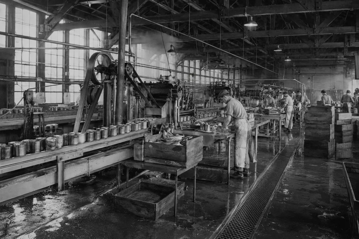 Production floor inside the cannery during peak season